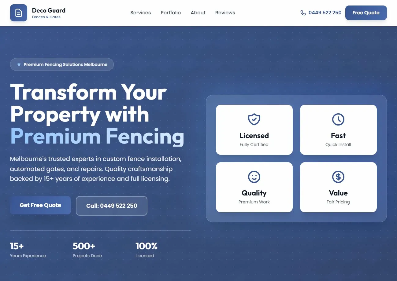 Deco Guard Fencing website