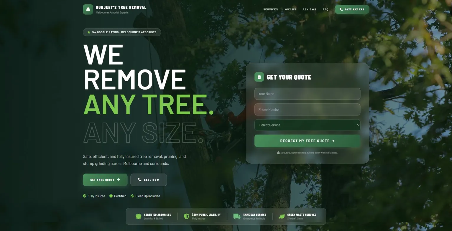 Gurjeet's Tree Removal website